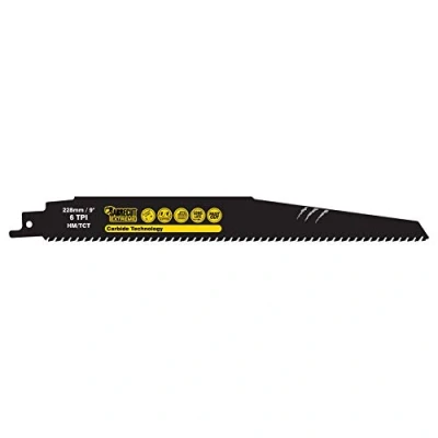 Image of 1 x SabreCut SCRS1140HM Tungsten Carbide 228mm 6 TPI S1140HM Aerated Concrete Brick Plastic and Metal Straight Cutting Reciprocating Sabre Saw Blade Compatible with Bosch Dewalt Makita many others