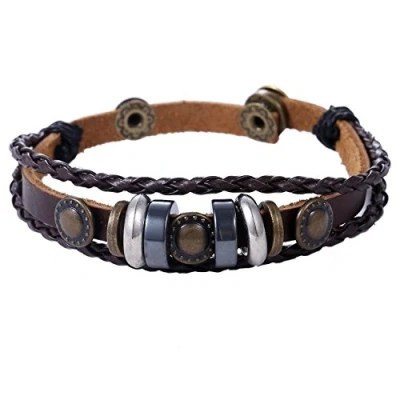 Image of Morella Women&#039;s Bracelet Leather Beads and Studs