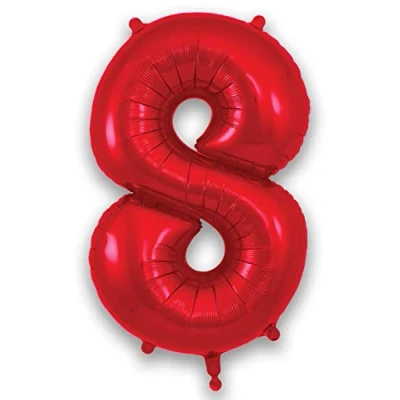 Image of Oaktree 34&quot; Red Foil Number 8 Balloon 606586