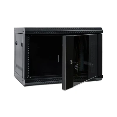 Image of Eagle Compact Flatpack 19&quot; Wall Mounting Cabinet for Smaller Networks Servers, Tempered Removable Reversible Glass Lockable Door Home, Shop, Office 4U 450mm