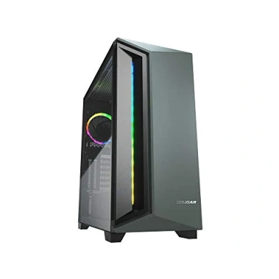 Image of Cougar Dark Blader X7 Midnight Green Distinctive Mid Tower Case with RGB Front Strip, 1 x ARGB VK120 fans and a crystal clear tempered glass left panel