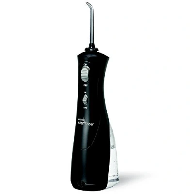 Image of Waterpik Cordless Plus Water Flosser, Ideal for Travel, Improved Gum Health, Rechargeable Dental Plaque Removal Tool, UK 3 Pin Plug, 2 Pressure Settings, Black Edition