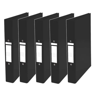 Image of Nobel 25mm 2 Ring Polypropylene Binder A4 Assorted Colours Pack of 5 (Black)
