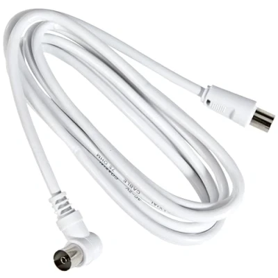 Image of PremiumCord TV M/F 90, 75 Ohm, 2m coaxial cables (75 2m, White, Male/Female, IEC, IEC)