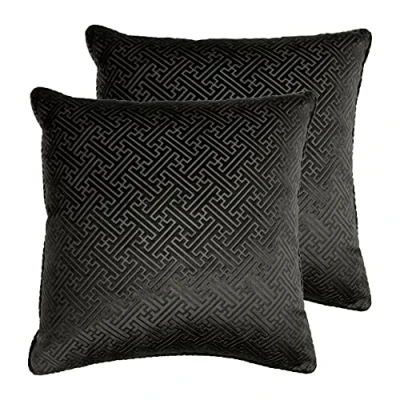 Image of Paoletti Florence Twin Pack Feather Filled Cushions, Black, 55 x 55cm