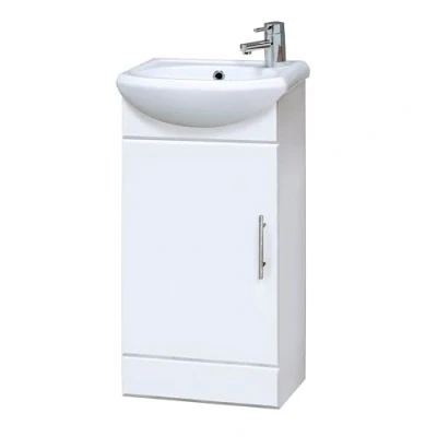 Image of Orbit 1 Door Modern Vanity Basin Unit, Gloss White, 400x780x200mm