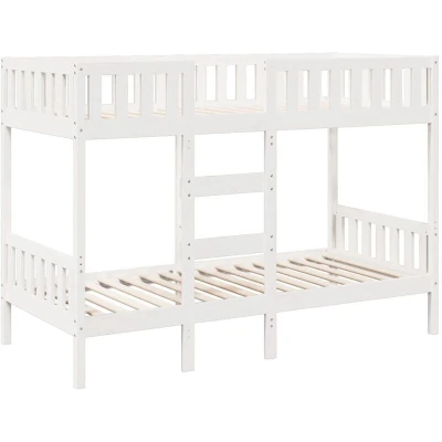 Image of vidaXL White Pine Kids Loft Bunk Bed Space Saving, Durable Frame, Guardrails, Convenient Ladder