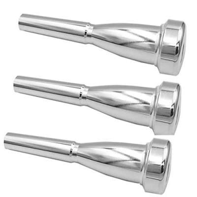 Image of Missmore Pack of 3 Silver Trumpet Mouthpiece 3C 5C 7C Size Instrument Accessory for Bach