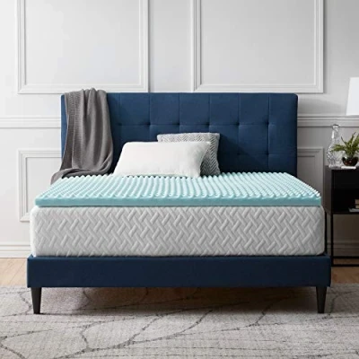 Image of LUCID Wavy Memory Foam Gel Refreshing Mattress Topper 5 cm, Queen Size 120 x 190 Blue, 120x190 cm