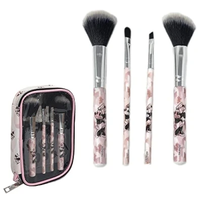 Image of Disney Clutch Makeup Brush Set 4pcs Cosmetic Case Organizer (Minnie)