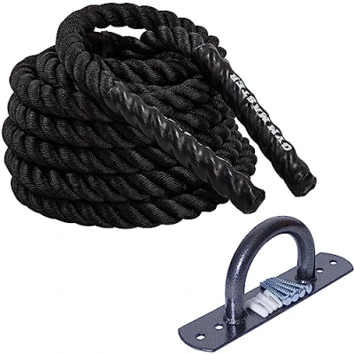 Image of GYM MASTER Battle Rope and Single Hoop Ground Wall Anchor For Strength Training Battling Workouts 12M