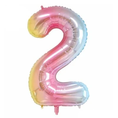 Image of Pastel Rainbow Number 2 Foil Balloon, 101cm (2 pack)