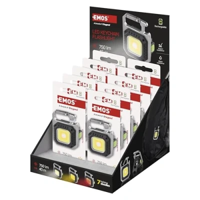 Image of EMOS Mini LED Work Light with 7 Modes, Small Rechargeable Backpack Light, Waterproof Workshop Magnet/Stand/Clip, Shockproof Battery for Emergency, Family Pack of 10