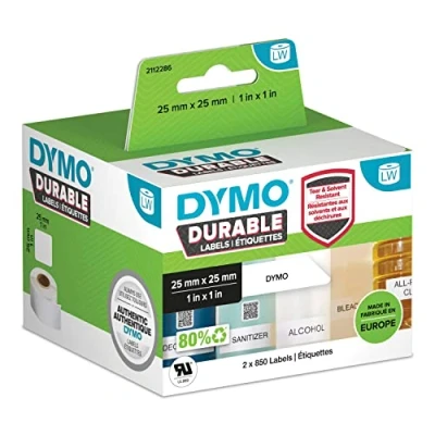 Image of DYMO 2112286 Labels Roll 25 x mm Polypropylene Film White 1700 pcs. Permanent Universal Label