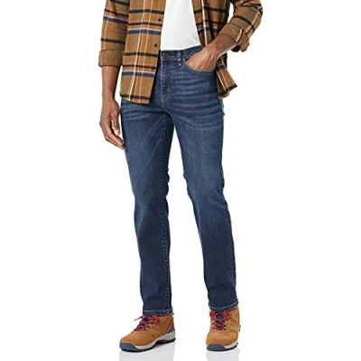 Image of Amazon Essentials Men&#039;s Straight Fit High Stretch Jean, Dark Wash, 33W / 32L