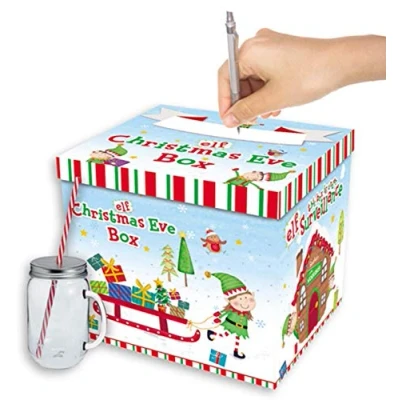 Image of Gift Maker Elf Christmas Eve Box, Cardboard, Red, White, Green, 28cm Cube