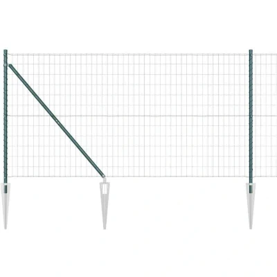 Image of vidaXL Euro Fence with 7 Spike Posts 1.2x10 m Galvanised Steel Green