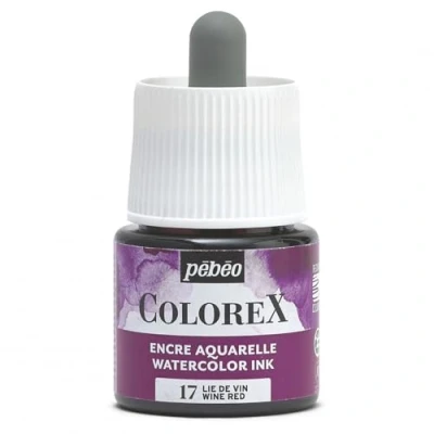 Image of Pébéo Colorex Ink 45 ml Wine Lie Watercolour Pebéo Velvety Purple Multi Tool Drawing for All Media