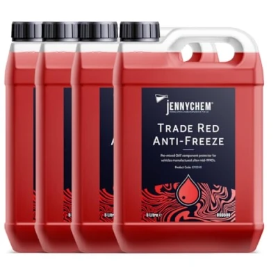 Image of Ready to Use Red Antifreeze Coolant Jennychem Long Life Engine with OAT Technology Protects Against Freezing, Overheating &amp; Corrosion (4 X 5 Litre)