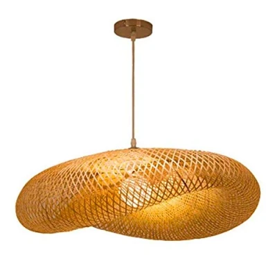 Image of Handmade Rattan Lampshade Bamboo Pendant Ceiling Light Cloud Shape Tropical Hanging Lamp DIY Wicker Weave Lantern Chandelier for Bedroom Living Room Restaurant Lounge Corridor Decorative Lighting,60cm