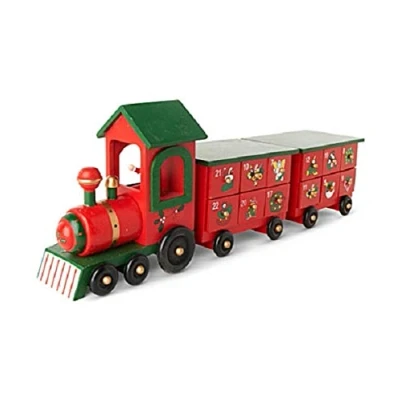 Image of Wooden Christmas Advent Calendar Train Decoration 45cm Long Premier