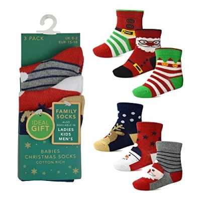 Image of Undercover 6 Pairs Baby Xmas Cotton Rich Socks SK843 (1 x Each) 3 5.5