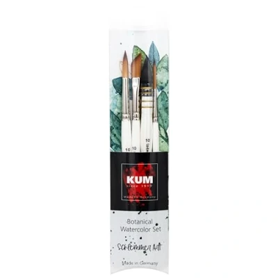 Image of KUM 5146716 Artist Brush Set 4 Pieces Schlemmer Art Botanical