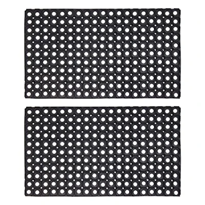 Image of JVL Contract Rondo Rubber Ring Scraper Doormat, 50 x 100 cm, Pack of 2