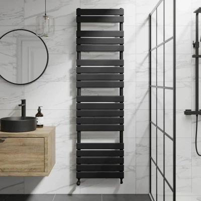 Image of DuraTherm Flat Panel Heated Towel Radiator Matt Black 1800 x 500mm