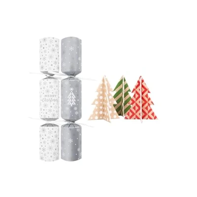 Image of RSW 50 Eco Friendly Silver tree 10&quot; Christmas Crackers Xmas Catering restaurant