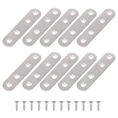 Image of 15 Pcs Flat Bracket Stainless Steel Straight Brace Brackets Fixing Connector Plates for Repair Furniture