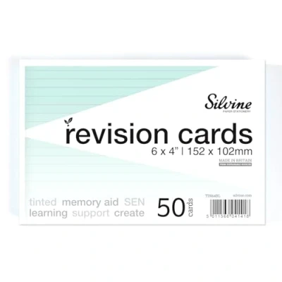 Image of Silvine A6 Flash Cards, Revision &amp; Study Lined (50 Cards) (Blue)