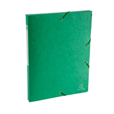 Image of Exacompta Ref 50703E Scotten Filing Box 250 x 330mm in Size, Suitable for Holding A4 Documents, 25mm Spine, 600gsm Genuine Pressboard, Spine Label Green