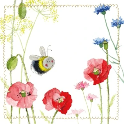 Image of Alex Clark Bee and Poppies Little Foil Blank Card