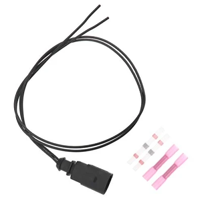 Image of OTOTEC 2 Pin 1J0973802 Electrical Harness Wire Temperature Sensor Socket Compatible with VW/Audi A4 A6 A8 Q5 Q7 Wiring Plug