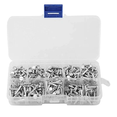 Image of 400Pcs M3 Rivets Single Cap Set,Flat Head Solid Aluminum Rivet,DIY Metal Craft Repairs Studs Rivet Fasteners Tool,4mm 16mm Length