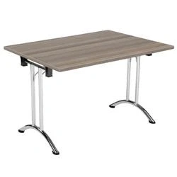 Image of Allegro Folding Table 1200x800 Chrome/Grey Oak top Ref OUFT1280CRGO
