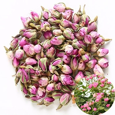 Image of TooGet Rose Tea Fragrant Natural Pink Buds Petals Dried Rosa Damascena Herbal Tea, Culinary Food Grade 60g