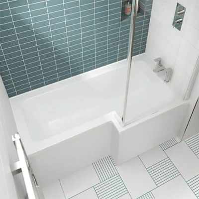 Image of Square L Shaped Shower Bath 1700mm x 700mm/850mm Right Handed (inc Leg Set) Nuie