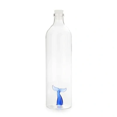 Image of Balvi Bottle Tail Colour blue With whale shaped figure Borosilicate