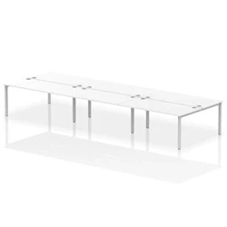 Image of Impulse Bench B2B 6 Person 1600 Silver Frame Office Desk White