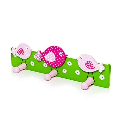 Image of Mousehouse Gifts Pink Bird Coat Hook Wall for Girls Bedroom or Nursery Decoration