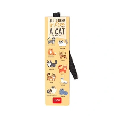 Image of Legami Bookmark with Elastic Page Marker, Also Useful to Keep The Book Closed, in Certified plasticized Paper, 4.8 x 17.5 cm, Kitty Theme