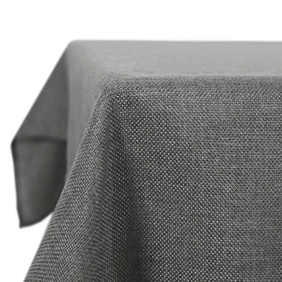 Image of Deconovo Solid Faux Linen Rectangle Tablecloth Water Resistant Table Cloth for Patio 51x87in(130x220cm) Grey