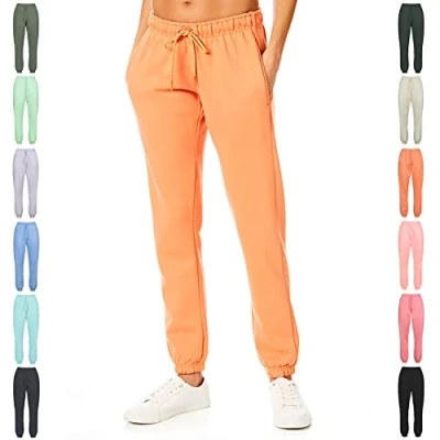 Image of Light &amp; Shade LSLPNT006 Women&#039;s Pastel Brights Loungewear Sweatpants Joggers Jogging Pants Bottoms Orange