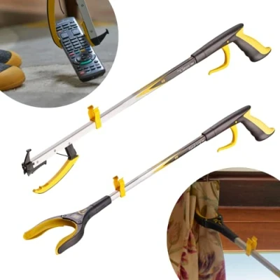 Image of 2 Pack The Helping Hand Company Reaching Aids 1 x 32&quot;/81cm Classic PRO Grabber Tool &amp; 32/81cm Handi Grip Pickup Tool. Long Grabbers for Disabled, Elderly or Struggling When Bending