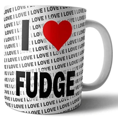 Image of AK Giftshop I Love Fudge Tea Coffee Mug Cup Birthday Christmas Gift