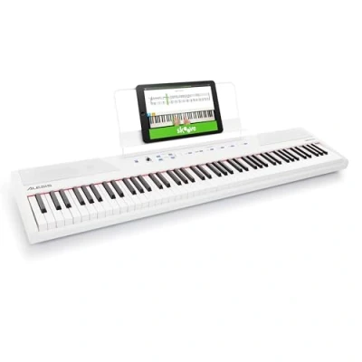 Image of Alesis Recital White 88 Key Digital Piano Keyboard for Beginners with Semi Weighted Keys, Built In Speakers and Lessons