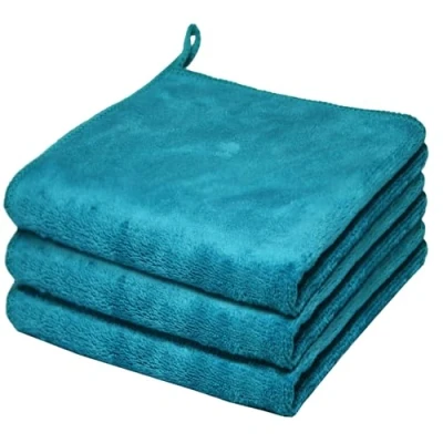 Image of Microfibre Face Cloth Makeup Remover Facial Washcloths Cleaning Towels For Eye Exfoliating Bath 30CM X 3 PACK Ice blue