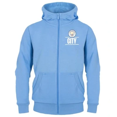 Image of MANCHESTER CITY FC Official Football Gift Boys Fleece Zip Hoody Sky Blue 6 7 Years